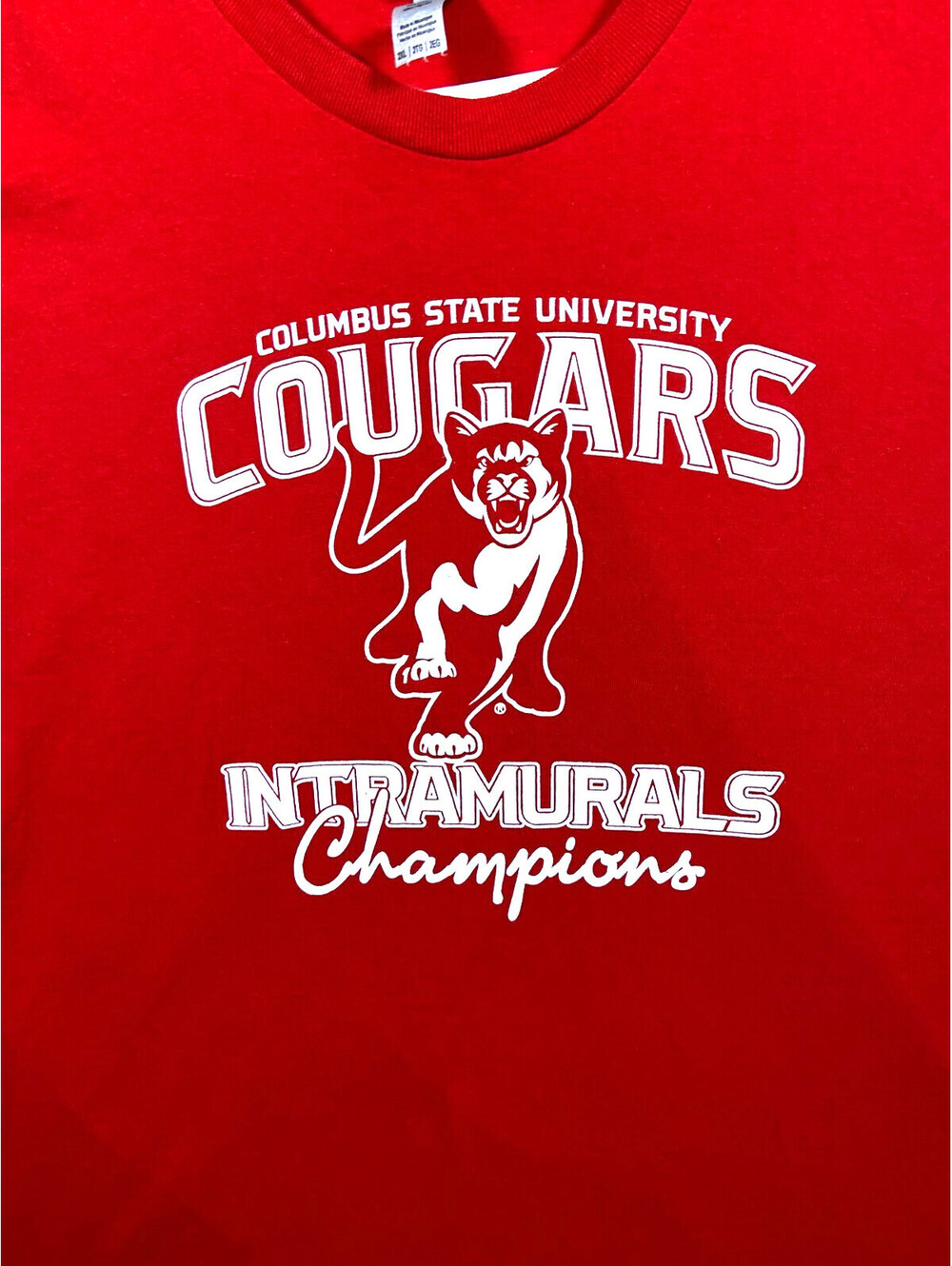 2019 Columbus State Cougars Red Tee T-Shirt Size 2XL (XL (24x29) Intramurals EUC